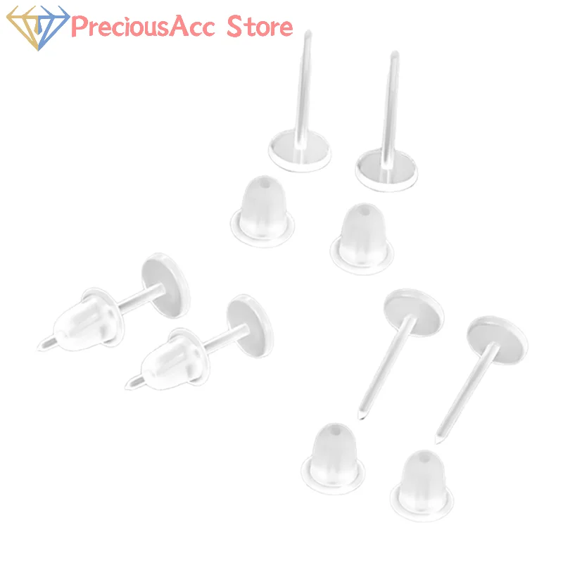 10/20/50/100PCS Kunststoff Stud Ohrring Anti Allergie Ohr Schützen Vor Ohr Loch Blockade Transparent ohrringe Schmuck Teile Dekor