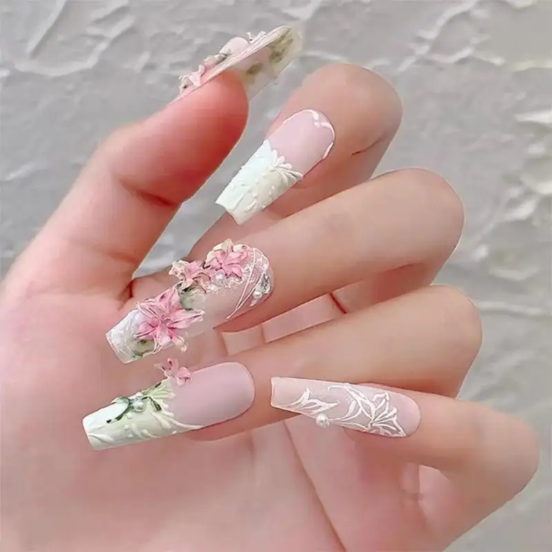 2/3pcs Relief Lily Flowers Nail Carving Mold 3D Silicone Hibiscus Flowers Petals Modeling Templates Clear Resin Epoxy Nail Tools