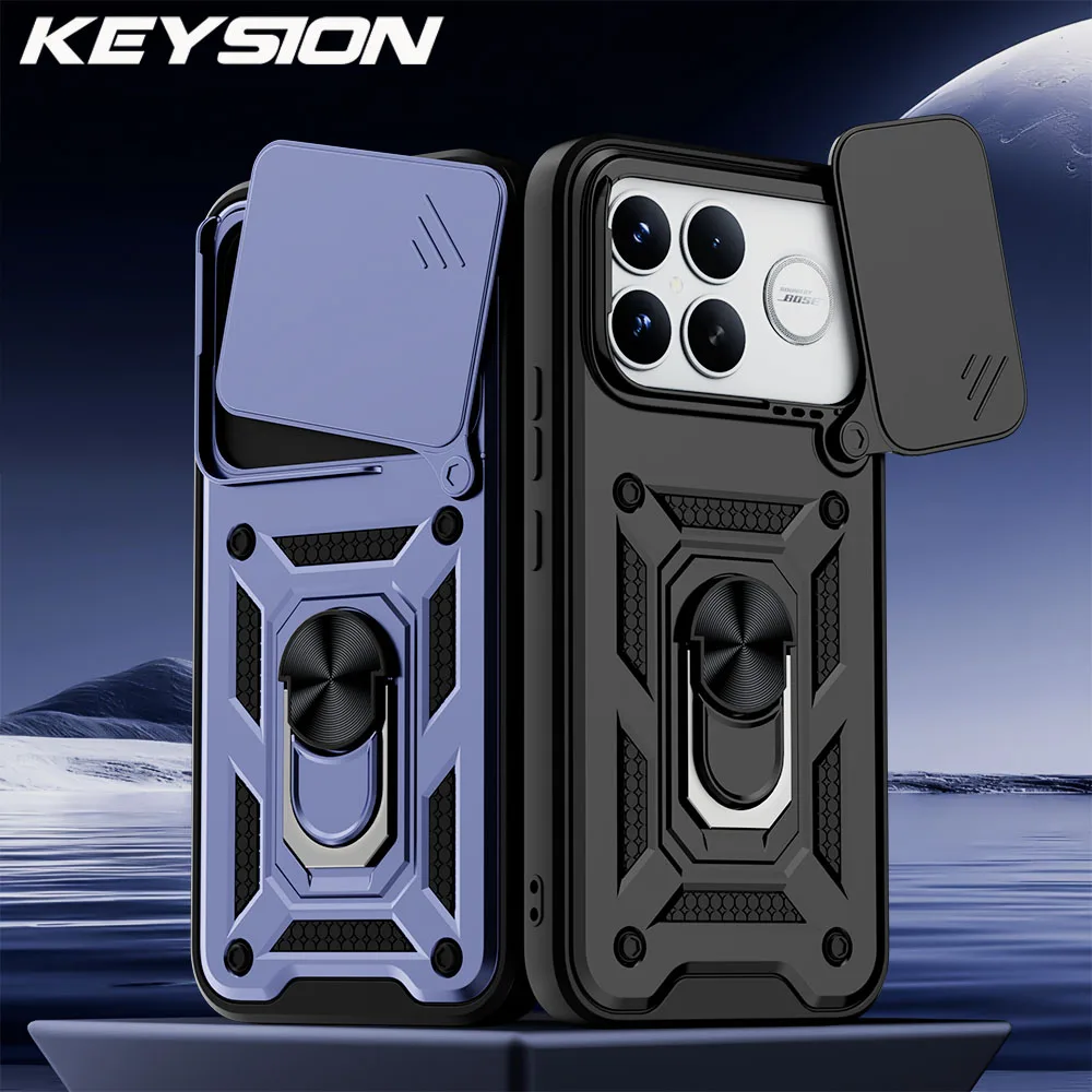 

Противоударный чехол KEYSION для Xiaomi POCO F8 Ultra с защитой камеры, кольцом-подставкой и задней крышкой для POCO F8 Pro