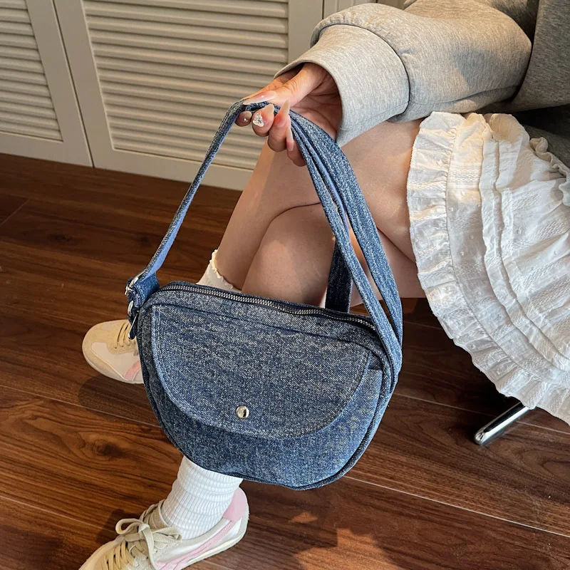 

2025 Denim Dumpling Crossbody Bag for Women Minimalist Shoulder Purse Fashionable Handbag