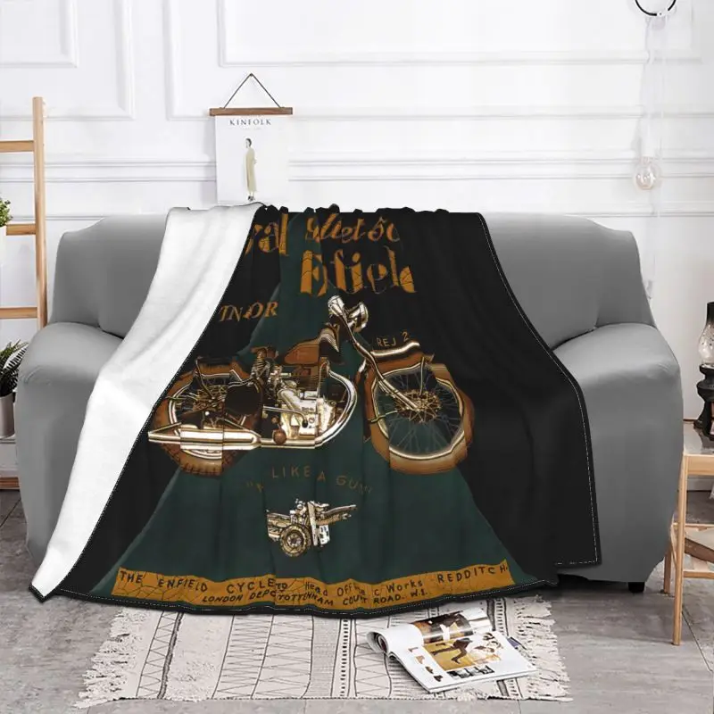 The Legendary Royal Enfield Bullet 500 Motorcycle Blanket High On Couch High-Grade Couch Blanket Home Decotation