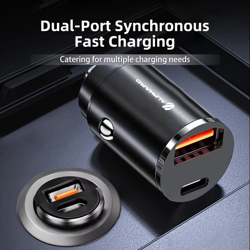 Car 30w Dual Port USB High Power Charger PD Pull Ring Fast Charging For Toyota Alphard Avensis Auris Yaris Corolla Crown