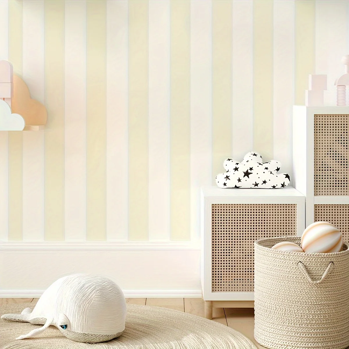 1PC yellow and white stripes pattern wall stickers thickened moisture-proof waterproof wallpaper self-adhesive peelable stickers