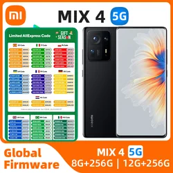 Xiaomi-mix 4スマートフォン,中古電話,snapdragon 888 plus,6.67インチ画面,256GB rom,108mpカメラ,4500mah,120w充電