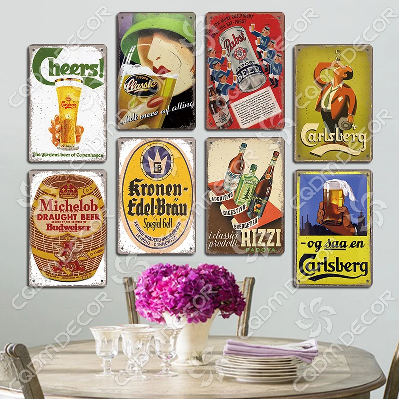 Famous Beer Brand Poster Metal Tin Sign Retro Belgian Dutch Beers Metal Plaque Wall Art Decor for Bar Pub Club Dining Room