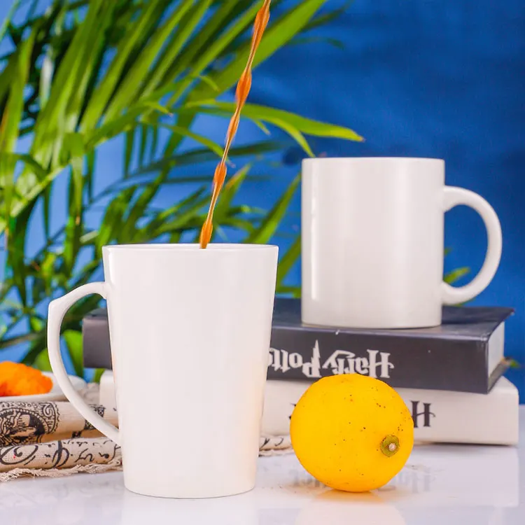 Pure White Simple Creative Teacup Tower Pattern Ceramic Coffee Cup Water Cup Mug