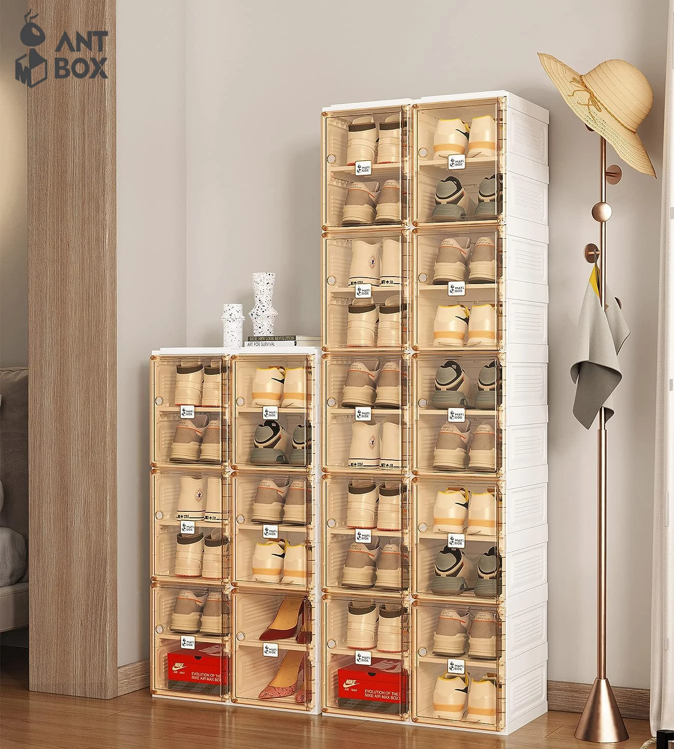 Imagem -05 - Dobrável Shoe Rack Organizer Multi Camadas Empilhável Dustproof Sneaker Storage Box Instalação Gabinete Ultra-fino