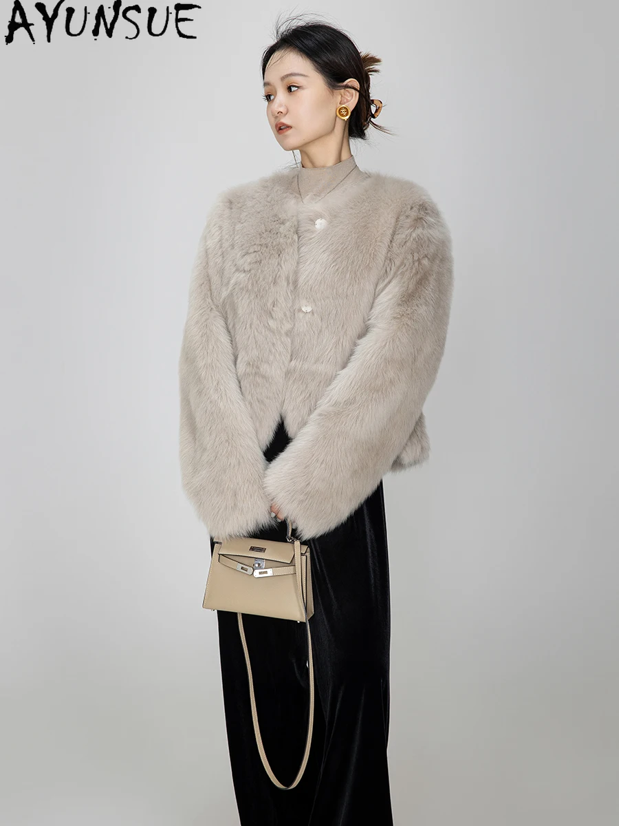 

AYUNSUE Natural Sheepskin Fur Coat Women Warm Real Fur Coats Winter Clothes 2025 Short Style Genuine Leather Jacket Шуба Женская