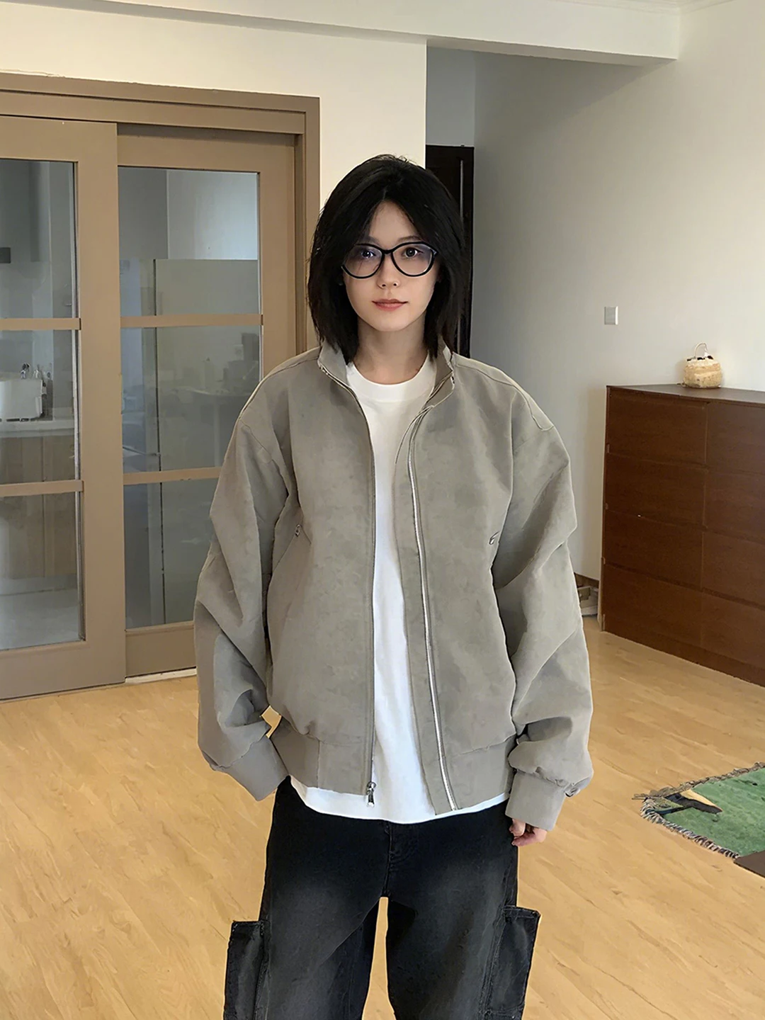 

Зимняя теплая хлопковая куртка-бомбер Thiened Fce с воротником-стойкой в американском стиле для женщин