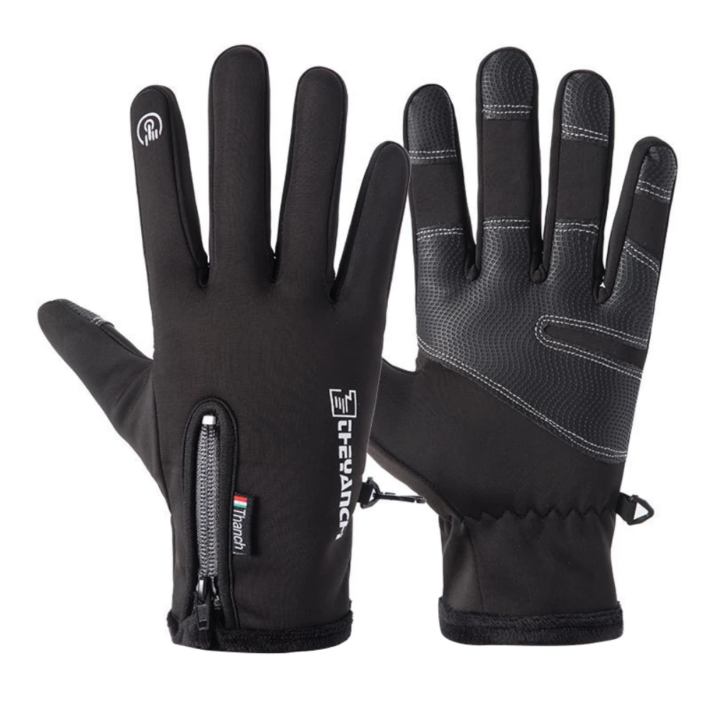 Men Women Winter Gloves Anti-slip Design Durable Thermal Fleece Comfortable Touch Screen Cycling Gloves