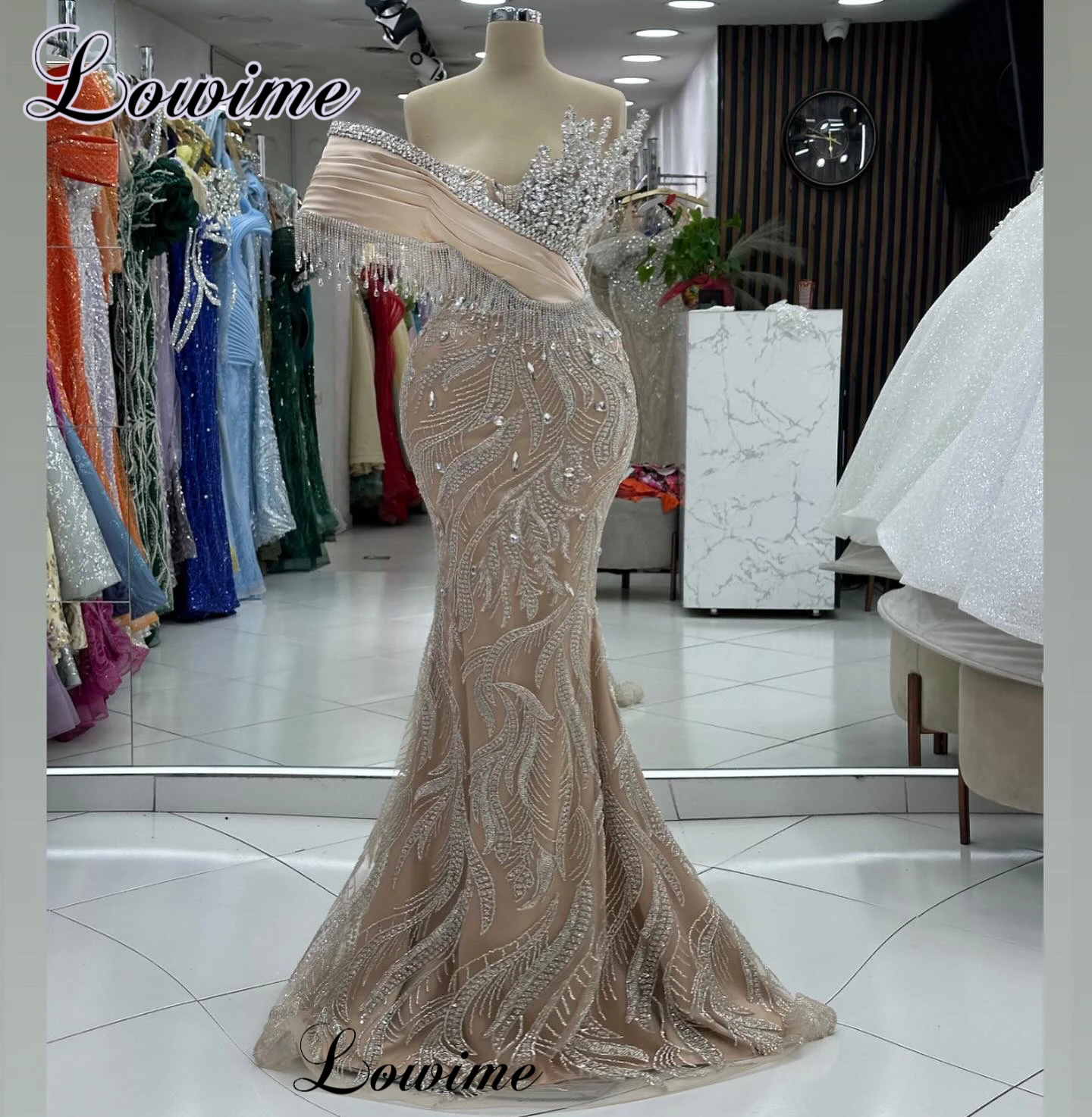 Designer Champagne Celebrity Dresses Mermaid Special Red Carpet Runway Dresses For Women Vestidos De Gala Evening Gowns Custom