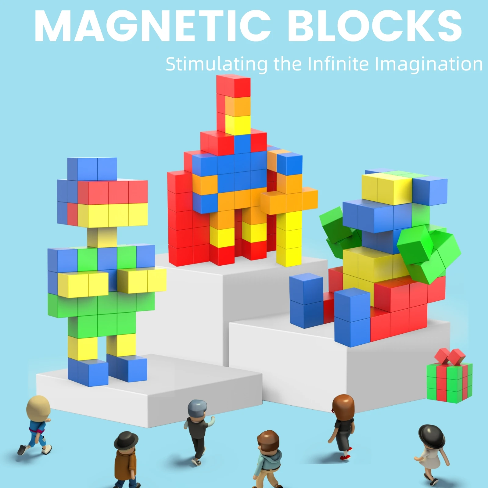 32 Pieces Magnetic Cube Building Blocks for 3 4 5 6 7 8+Years Old Boys and Girls Educational Sensory Toys.