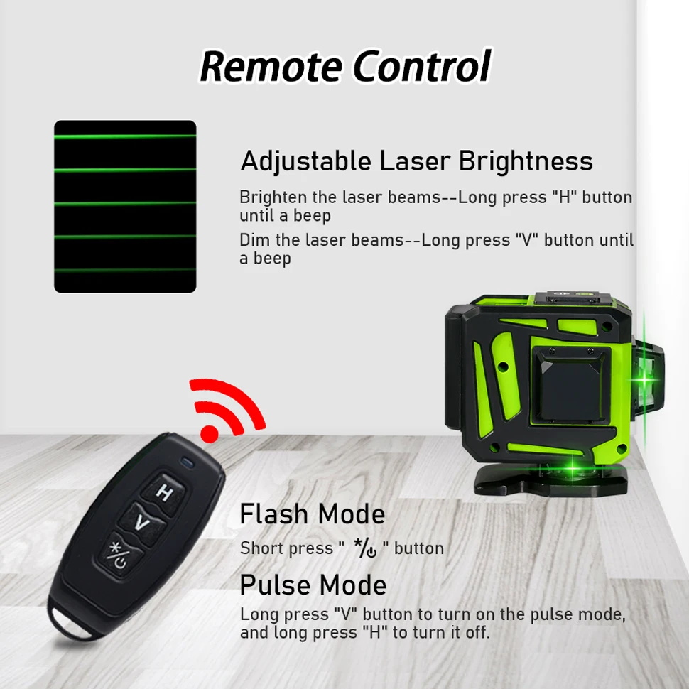 CLUBIONA 12 Lines Green Beam Laser Level With Li-on battery Remote Control Receiver nivel a laser profissional 레이저레벨기