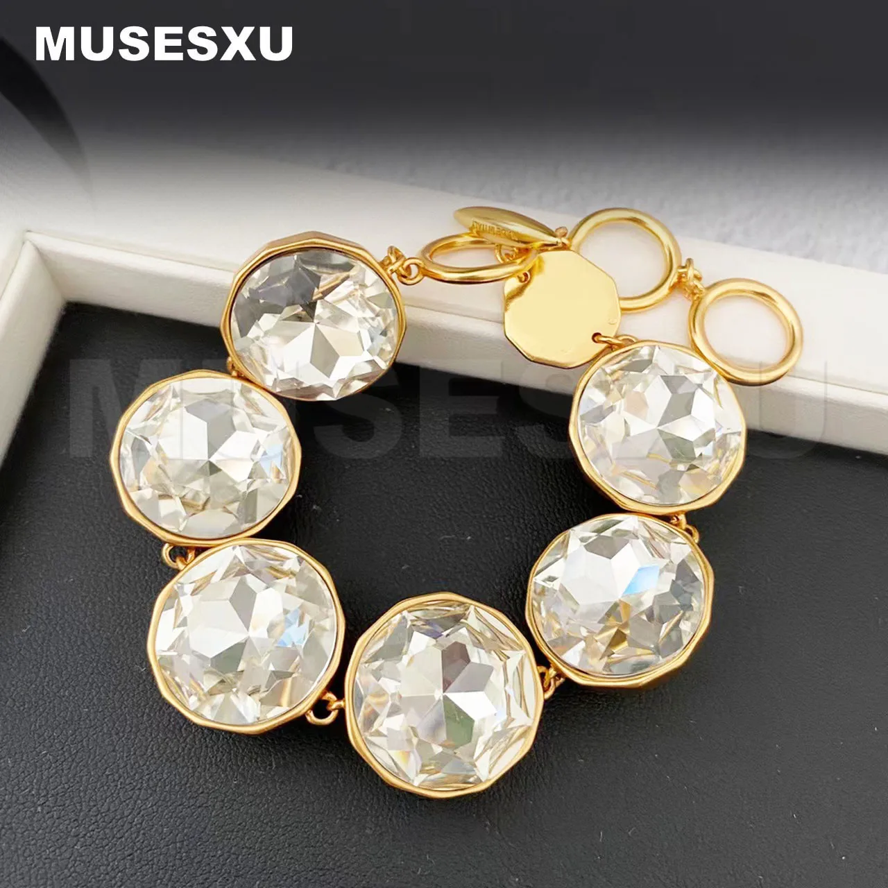 

Luxury Brand Golden Ball Crystal Beaded Bracelet For Women‘s Party Jewelry Gifts