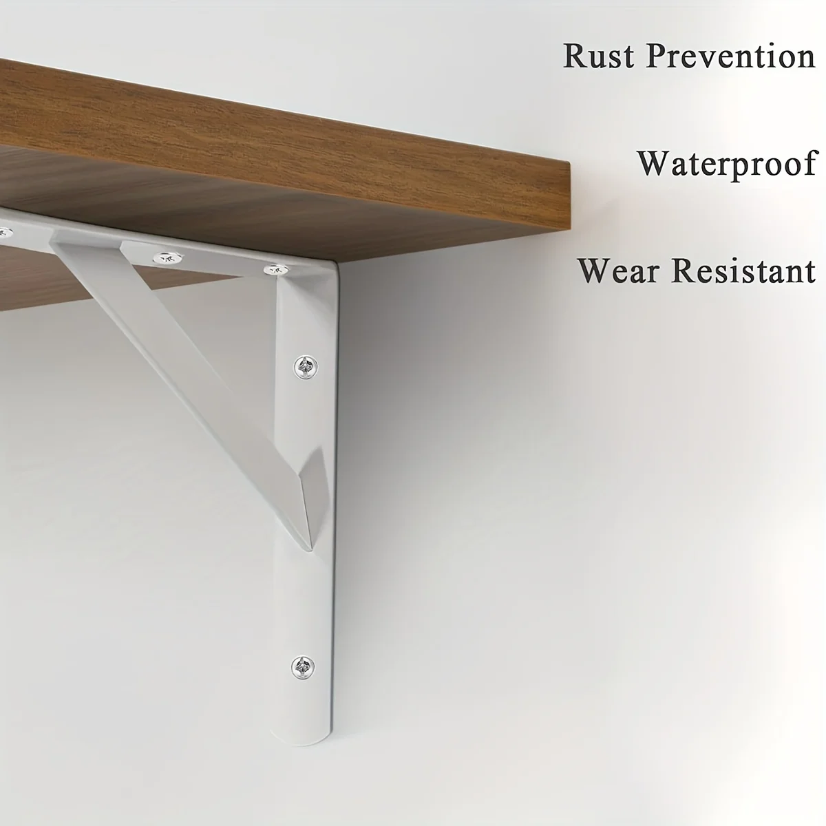 15.75x9.65 inch 2 Pcs Heavy Duty Shelf Brackets , Floating Shelves White Triangle Shelf Brackets, 90 Degree Angle Wall Mounted