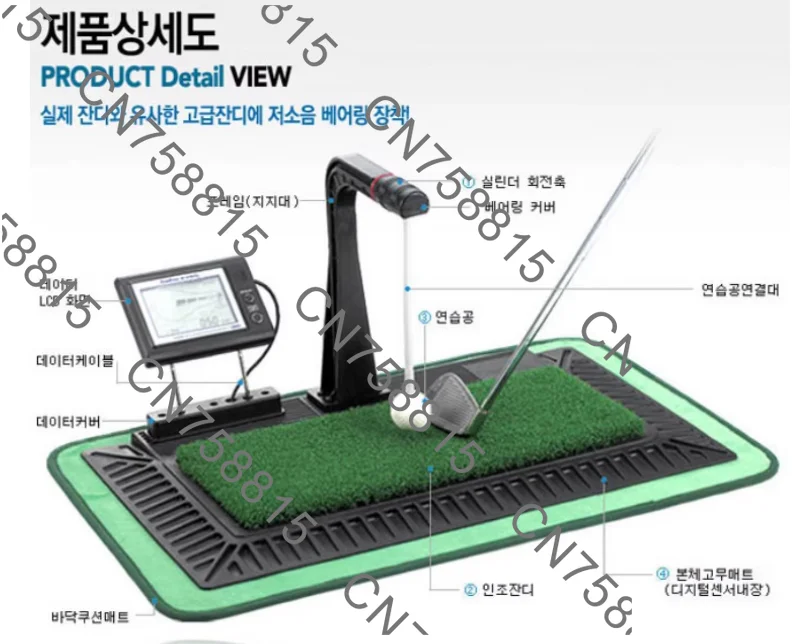 Golf swing trainer with English panel, digital display and voice auxiliary features