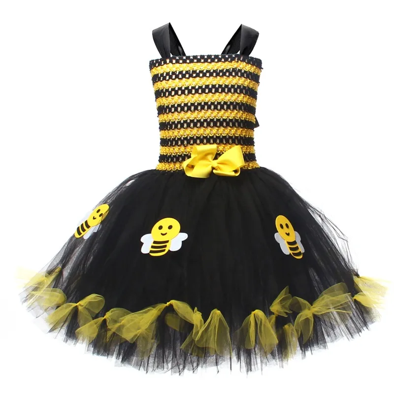 Cute Cartoon Little Bee Animal Costume for Girls,Fluffy Tulle Dress for Kids Halloween Stage,Outfit for Carnival and Party Shows