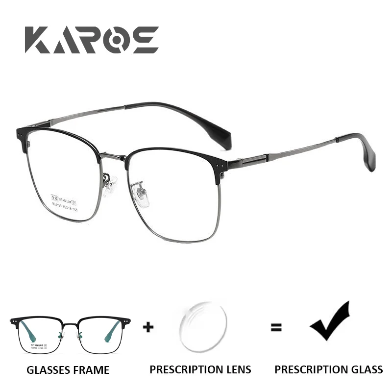 

KAROS Premium Progressive Glasses Pure Titanium Square Frame Prescription Lenses Anti Blue Light Photochromic Technology For Myo