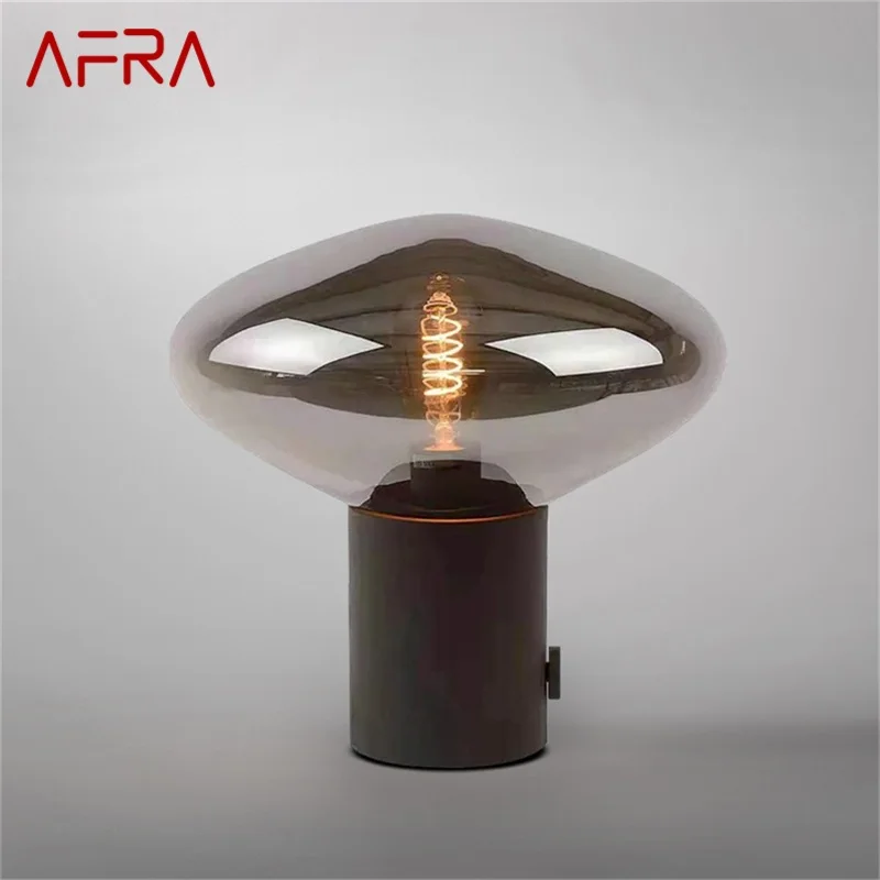 AFRA Nordic Contemporary Table Lamp Simple Black Glass Desk Light LED Home Decor Bedside Parlor