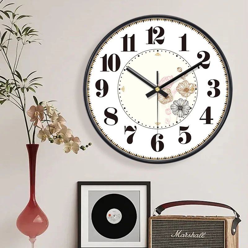 8inch Classic Round Wall Clock Large Characters Silent Movement Living Room Bedroom Offices Easy To Read Clock Gift Home Decor