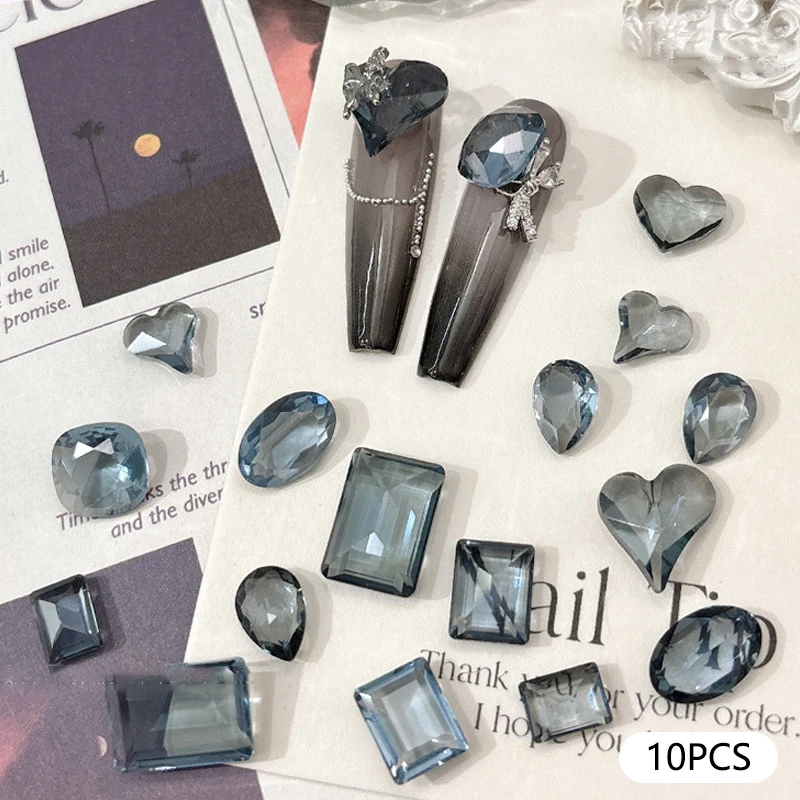 أظافر مختلطة للمانيكير ، أظافر فاخرة ، مجوهرات كريستال لامعة ، أحجار كريمة تزيين فنية للأظافر ، 10 دلايات