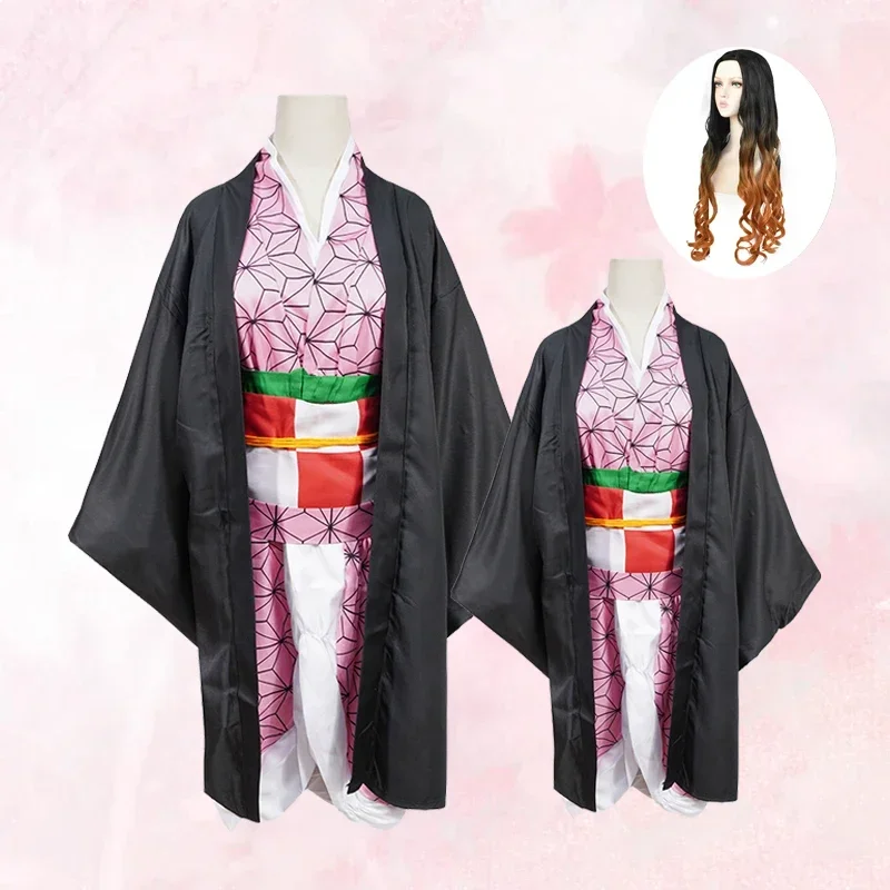 

2025 Halloween Kamado Nezuko Cosplay Costume Japanese Anime Carnival Party Adult Uniform Girl Halloween Costume for Kids