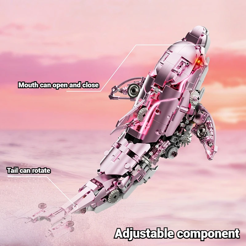 Elektrisch mechanisch dolfijn- en vismodel bouwpakket, educatief speelgoed, creatief ornament, bouwstenen, verjaardagscadeau.