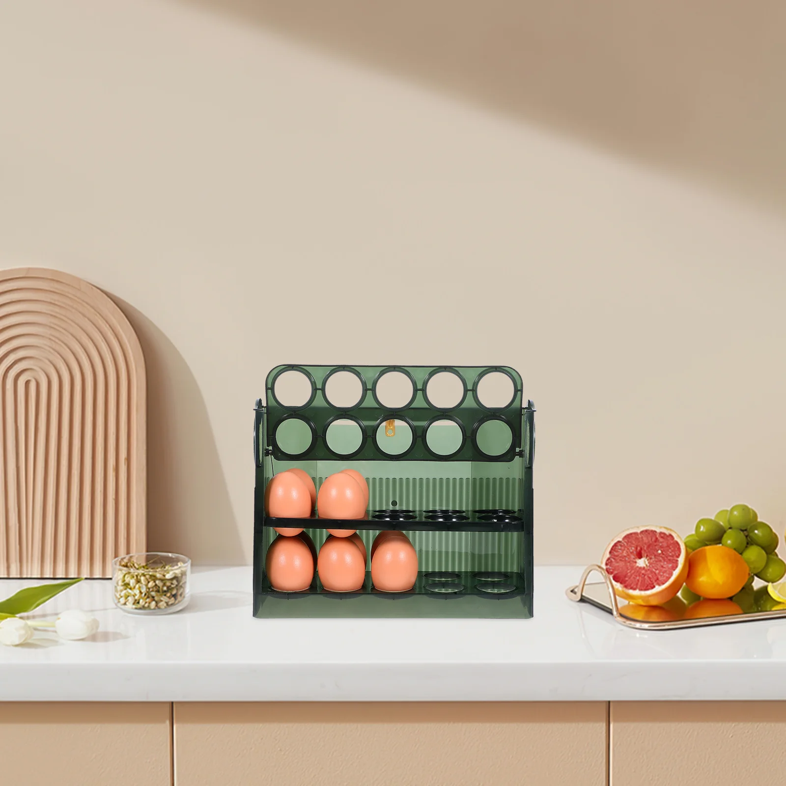 30 بيضة بلاستيكية حامل بيض الثلاجة تصميم الوجه صندوق تخزين الباب الجانبي المنظم توفير المساحة صينية البيض الشفافة للمطبخ