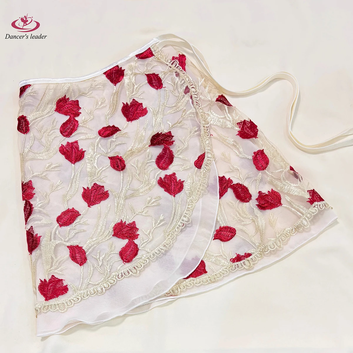 

Балетная юбка, двухслойная кружевная юбка с вышивкой розового золота, женская юбка для танцевальной гимнастики, лирическая юбка для взрослых