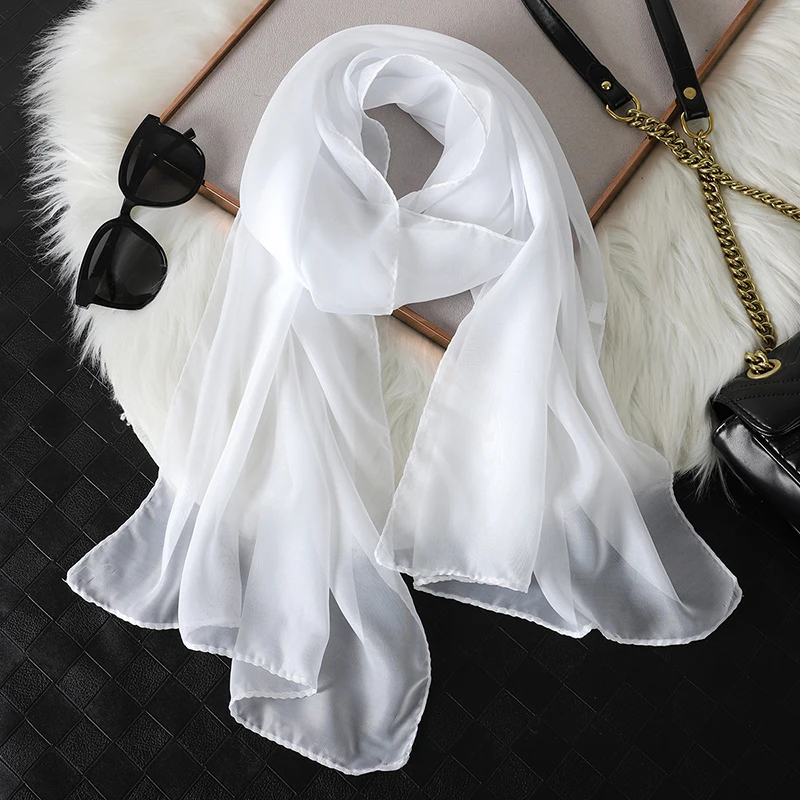 

Fashion Chiffon Soft Solid Scarf Shawl Fashion Decorate Scarves Breathable Sun Protection Elegant Lady Versatile Bandana
