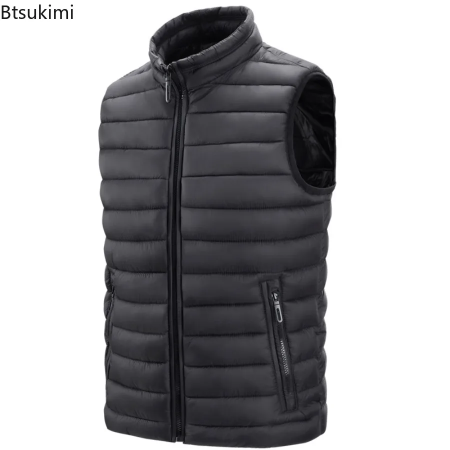 Autumn and Winter Casual Vest Men's Slim Fit Stand Collar Stock Zipper Digging Bag Pork Rib Jacket Lightweight Cotton Jackets