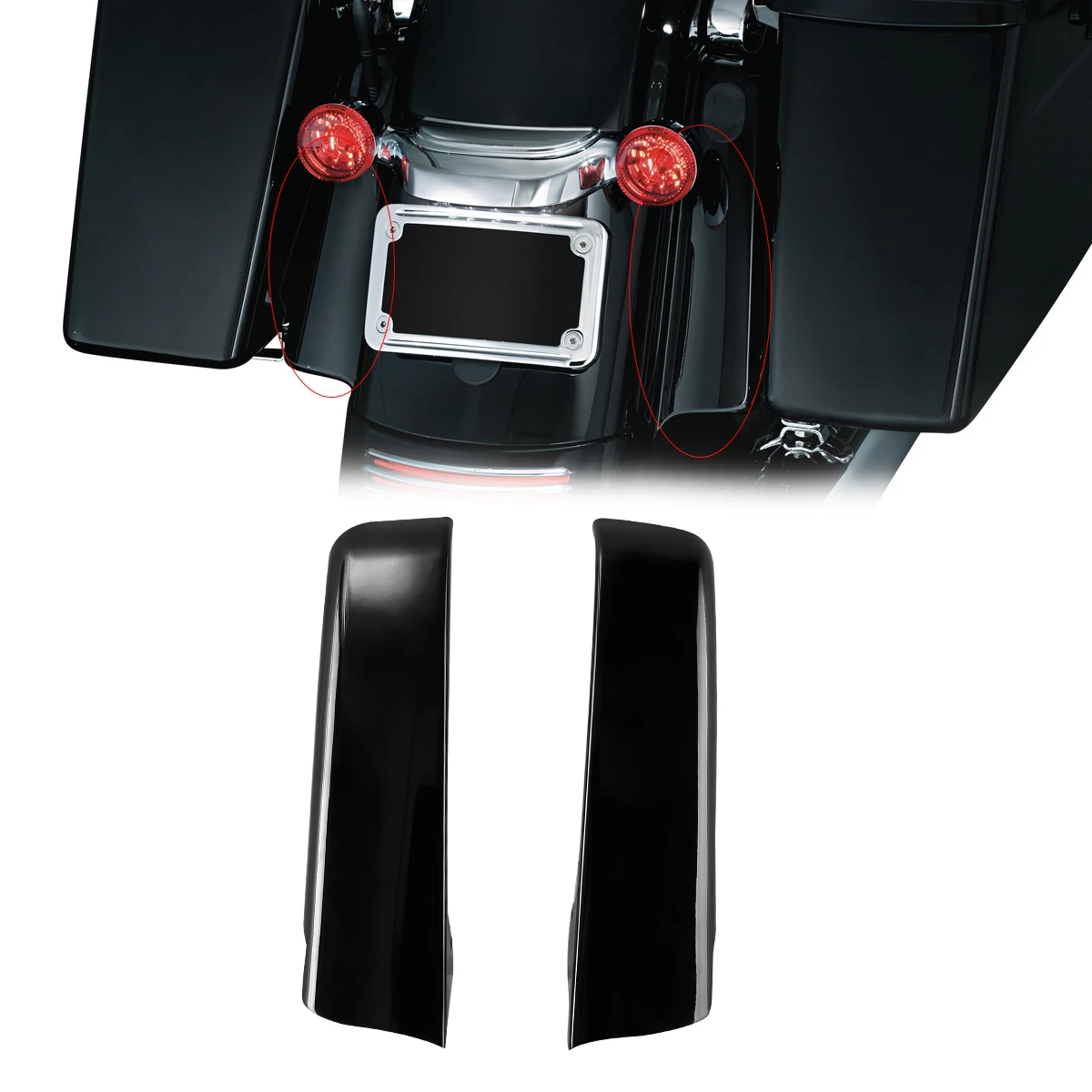 Einfüllplatten für hintere Kotflügel-Satteltaschen, passend für Harley Touring Road King Glide 14–23