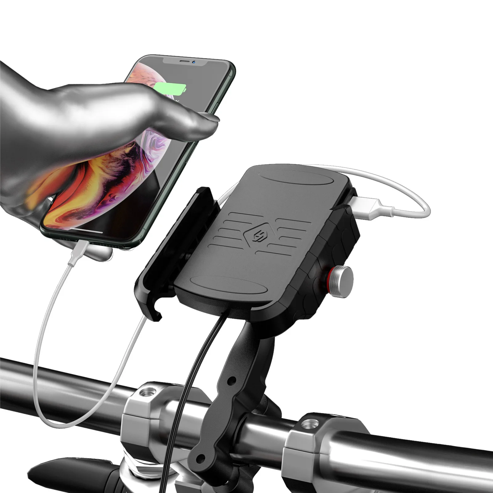 دراجة نارية شحن لاسلكي حامل هاتف المحمول 15 واط شحن لاسلكي حامل هاتف المحمول USB شاحن الهاتف المحمول للسيارة 5V3A