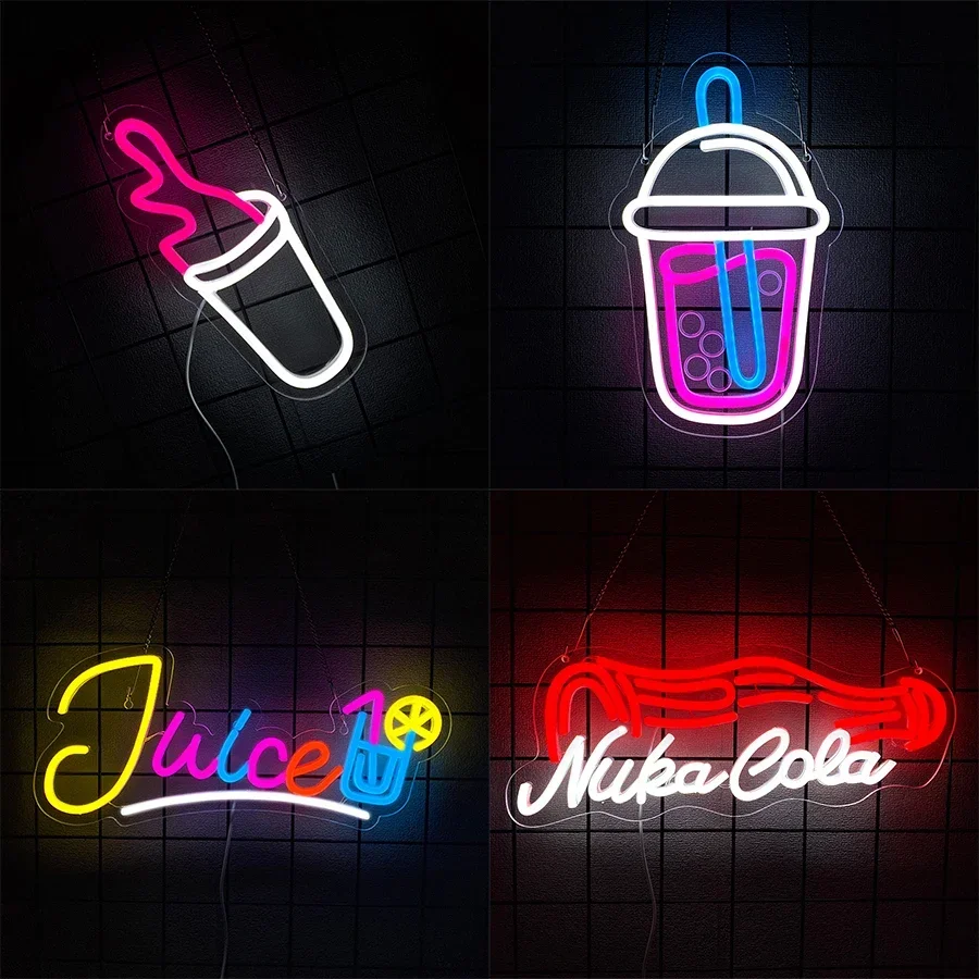 

Светодиодные неоновые огни, настенное художественное украшение для сока, бара, магазина, еды, грузовика, рынок, пекарня, празднование, домашний декор, неоновая вывеска со свежим соком