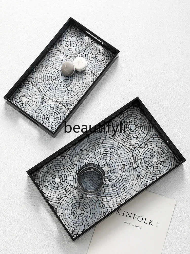 

European coffee table shell tea tray household high-end skin care products jewelry storage tray