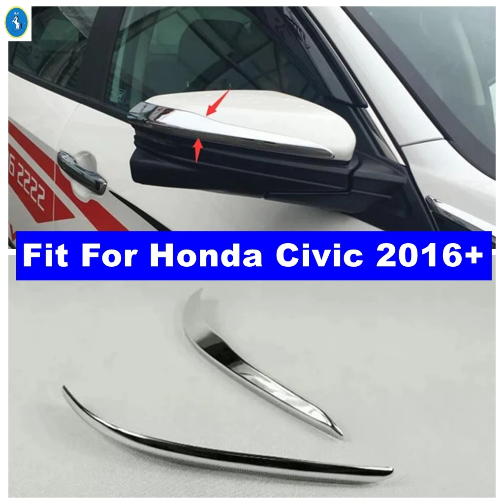 

Car Chrome Door Side Rearview Rubbing Mirror Strip Decoration Cover Trim For Honda Civic 2016 2017 2018 ABS Exterior Accessories