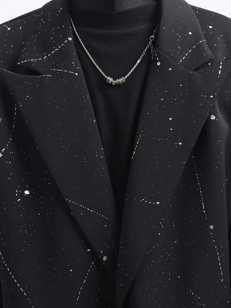 Men's 2025 Spring Autumn New High-End 2pcs Starry Sky Design Suit Jackets Stylish Fashion Men's Trendy Blazers Suit Pants Sets