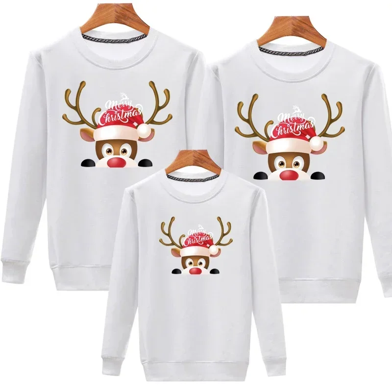 2024 Winter Xmas Pyjamas Family Mom Daughter Matching Clothes Cotton Sweater Merry Christmas Print Matching Christmas Outfits