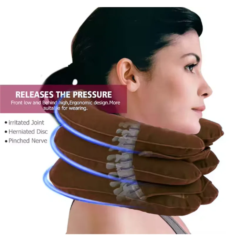 Cervical Neck Traction Device Relief For Chronic Neck & Shoulder Alignment Pain Inflatable Neck Stretcher Collar For Home Relief
