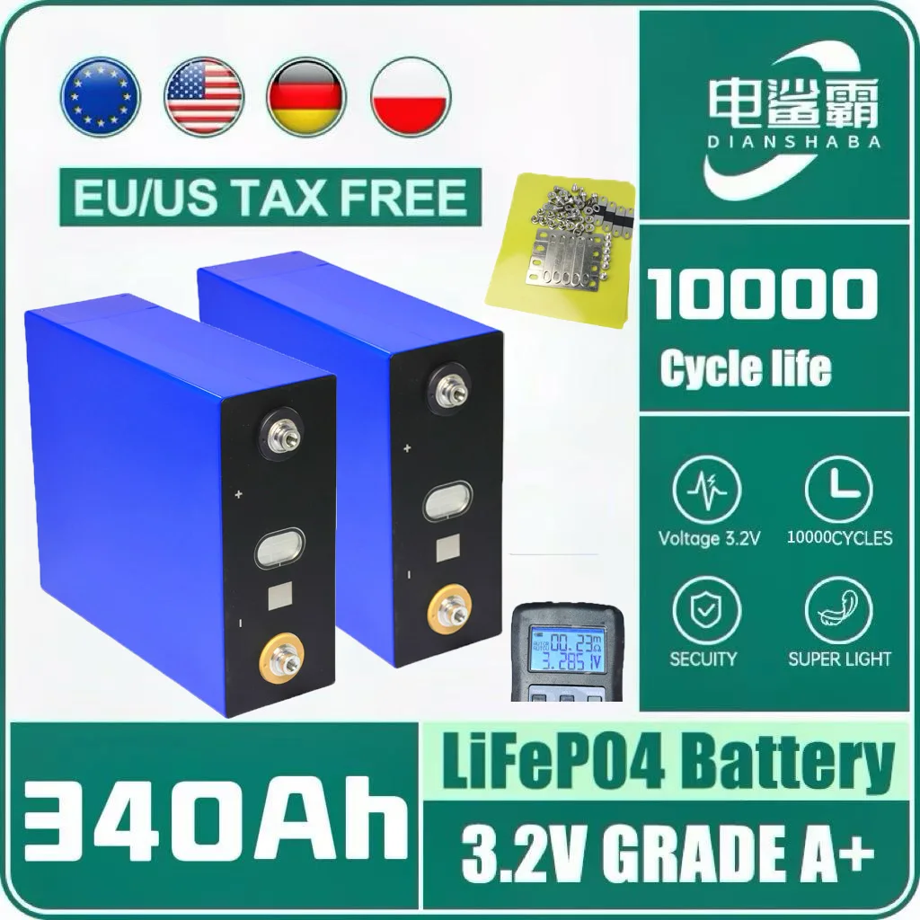 

3.2V 340Ah 10000 cycles DIANSHABA Batterie rechargeableLiFePO4 adaptée au bricolage 12V 24V 48V 96V caravane système d'énergi