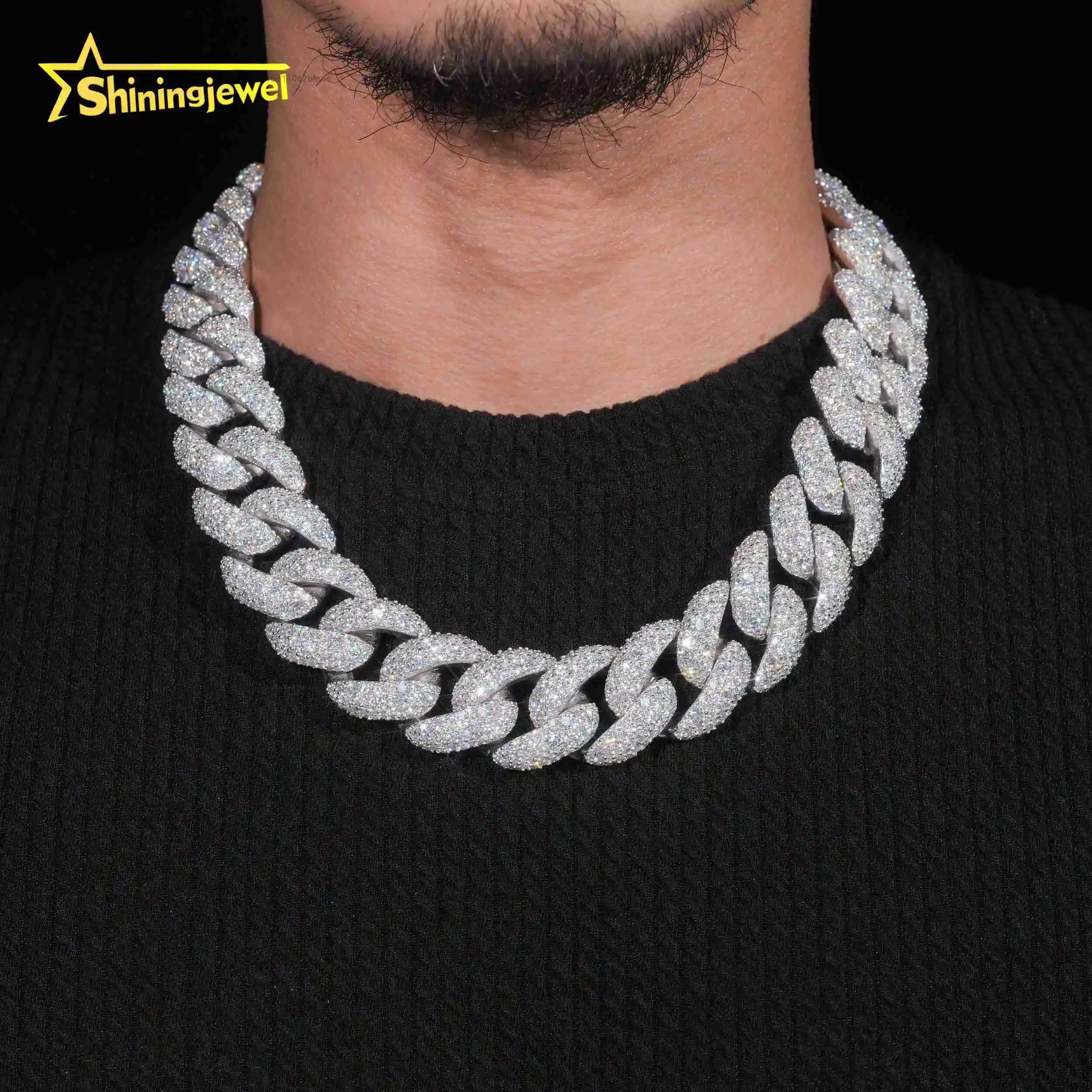 Luxury Chunky Mosaic 23mm Cuban Links Top Quality Chunky Heavy Rapper Jewelry Iced Out Moissanite Diamond Cuban Link Chain，