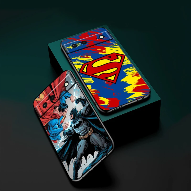 Luxury S-Supermans Comics Cool For Google Pixel 9 8 7A 7 6A 6 5A 5 4 4A XL 5G Black Silicon Shockproof Shell Back Phone Case