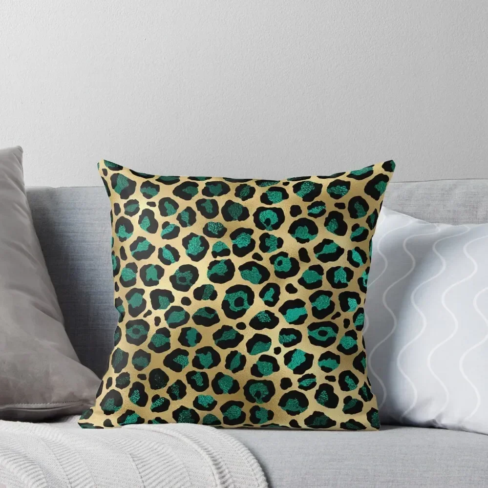 

Dark Green Leopard Print Throw Pillow Pillow Cover Decorative pillow case Decorative Cushion Cover Custom Cushion