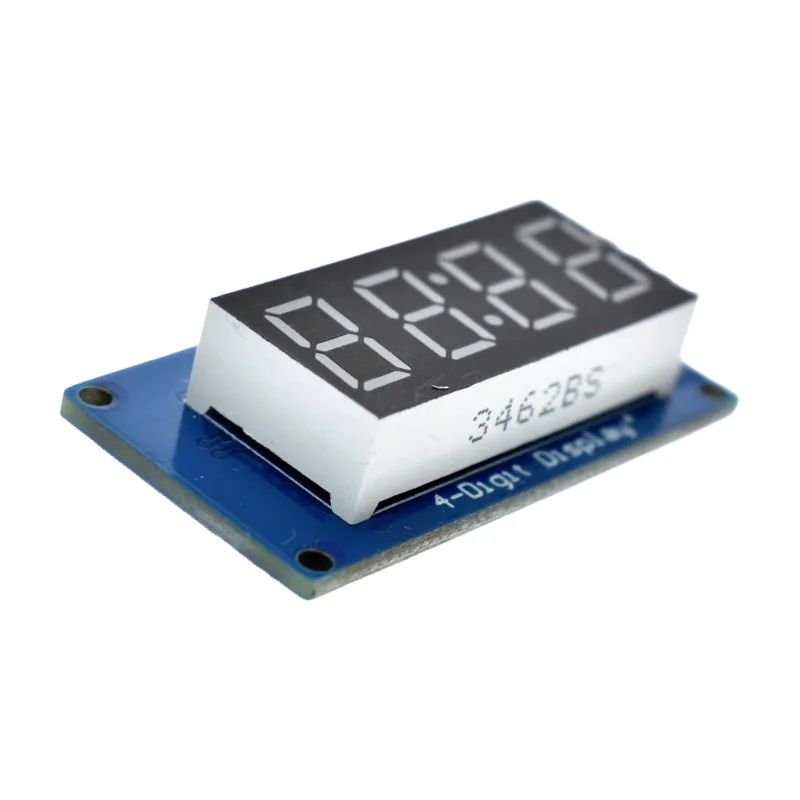 Módulo de pantalla digital de 4 dígitos con brillo LED ajustable, punto de reloj, accesorios, bloques de construcción