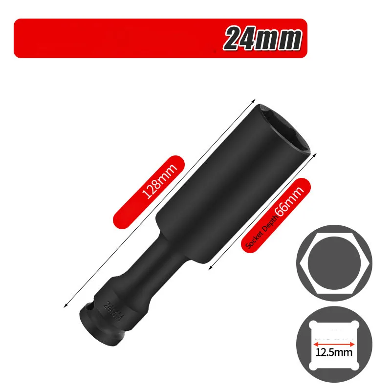 Imagem -03 - Chave Métrica de Soquete Raso Profundo Drive Impact Cabeça de Soquete Hexagonal Adaptador Universal Conversor Spanner 128 mm Comprimento