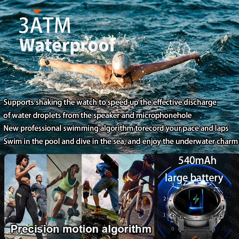 New Military GPS Sports Smart Watch Men Support GNSS Swim 3ATM Waterproof Compass Altimeter BT Call Outdoor Sports Smart Watch
