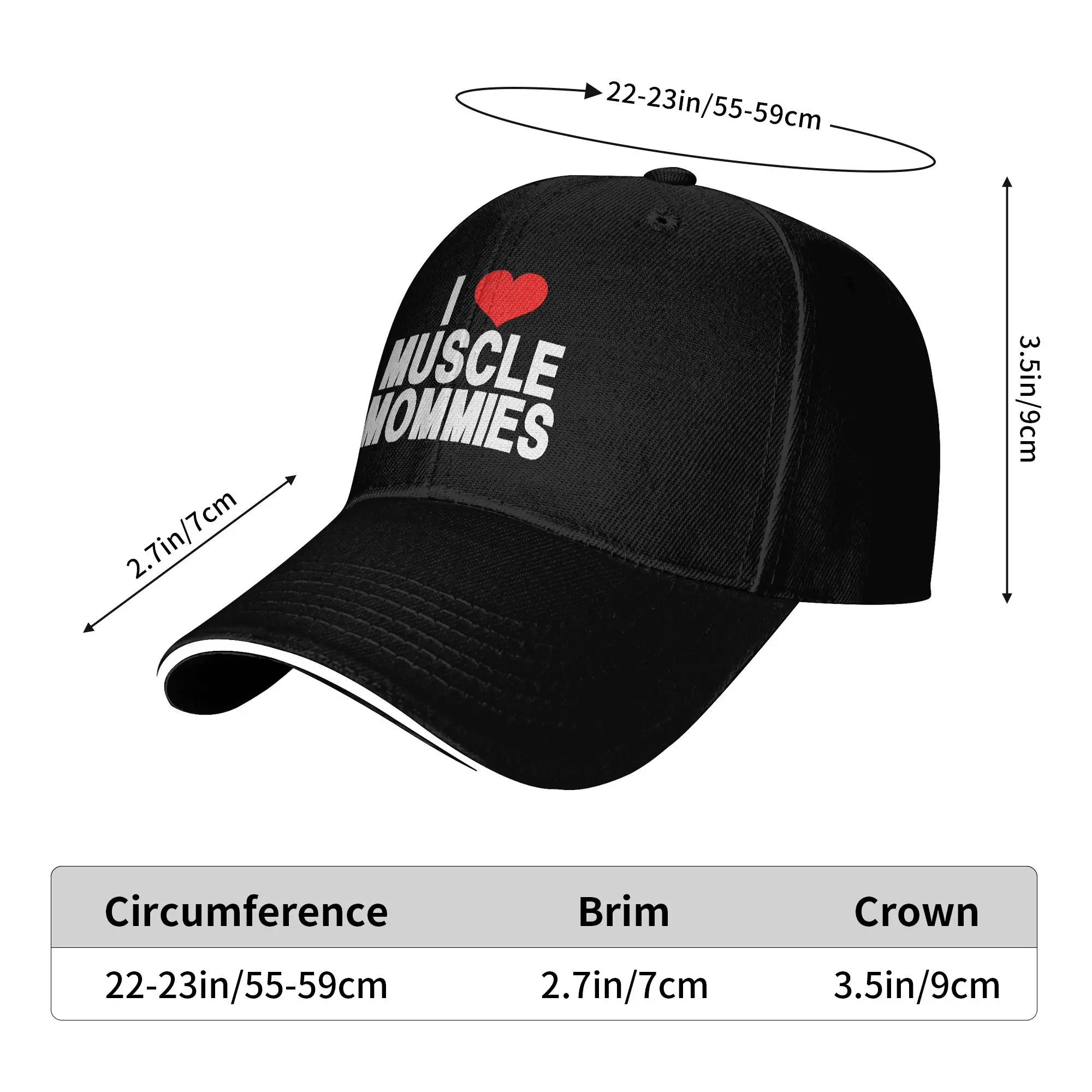 I love Muscle mommies  Casual Baseball Cap  Outdoor Sport Trucker Hat Spring Sun Visor Female Male Design Baseball Caps