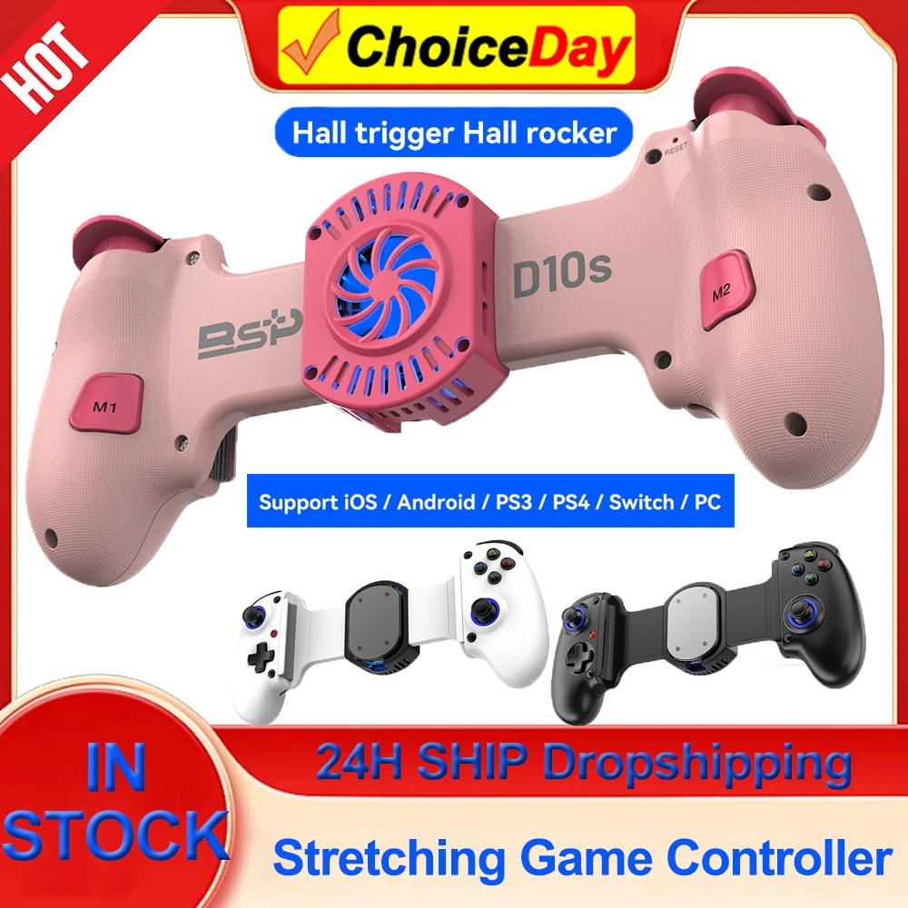 D10S D10 Stretching Cooling Controller Wireless Gamepad Controller For Switch For Android/Apple/PC/PS3/PS4 Streaming Controller