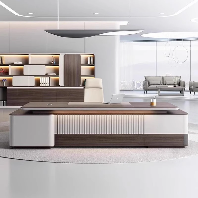 Dihao executive desk and chair set with bookcase, general manager's office desk, CEO's desk, executive desk, simple modern offic