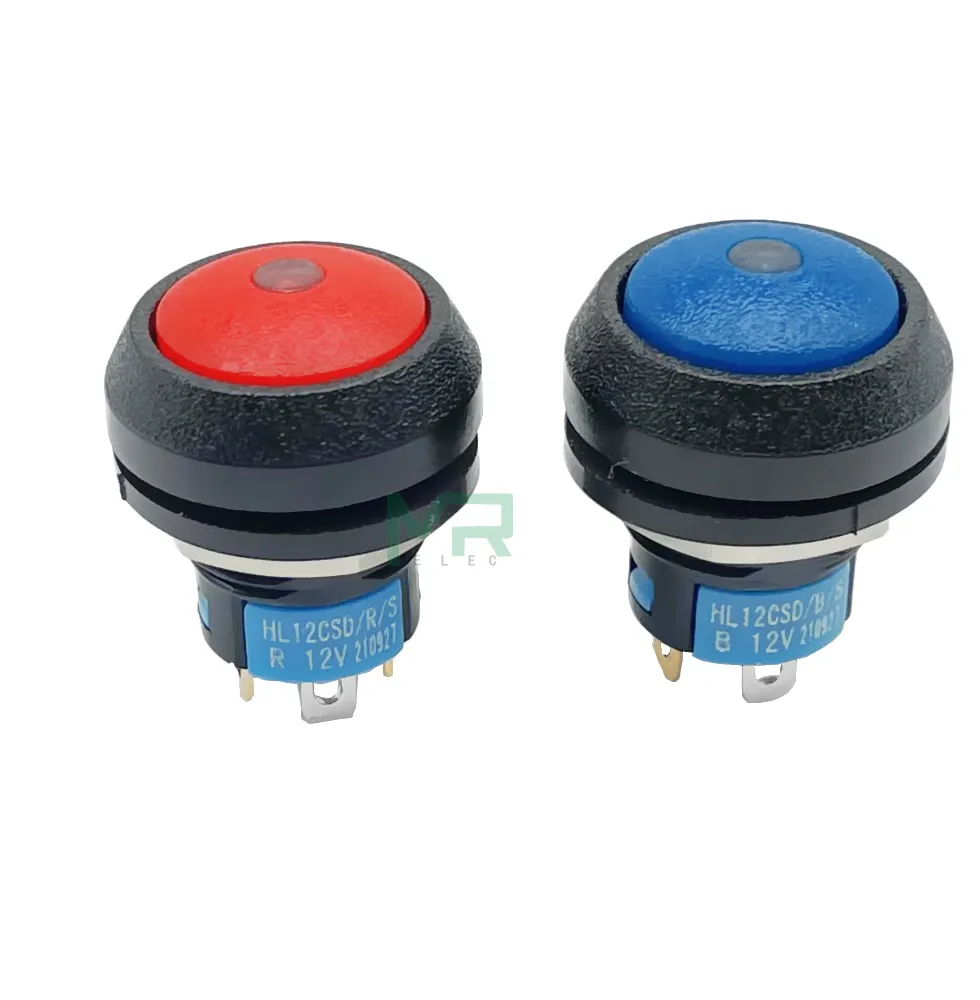 NOWOŚĆ 12mm samoresetujący i samoblokujący 12v kulisty przełącznik przyciskowy Mini LED 4-pinowy wodoodporny okrągły przełącznik z lampą — zdjęcie 3